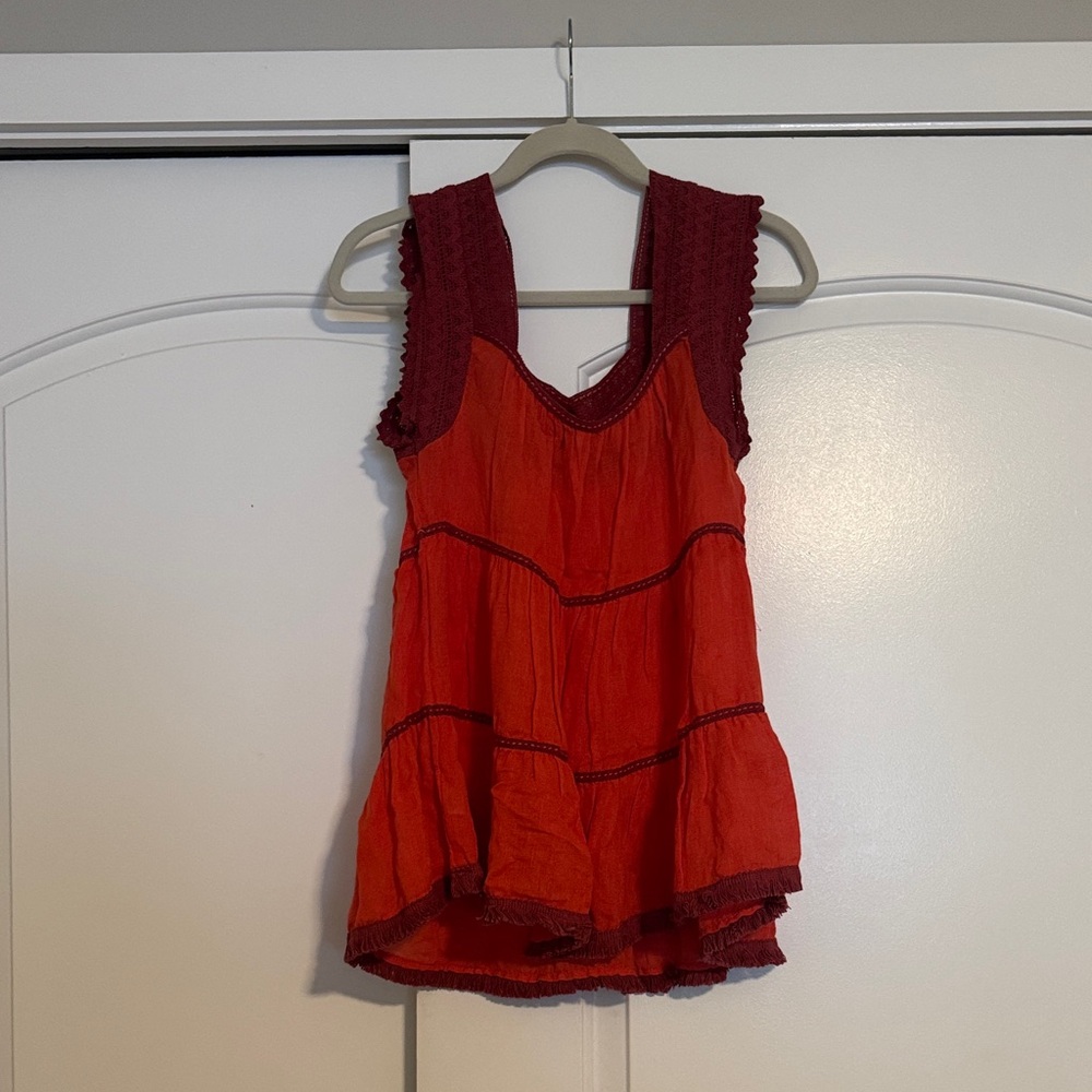 FREE PEOPLE // Red and Orange Sleeveless Top
